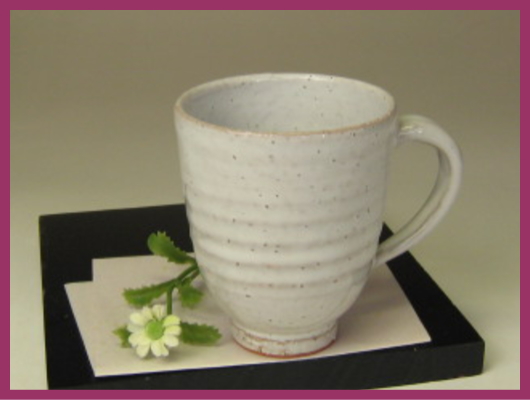 萩焼(伝統的工芸品)マグカップ白萩呉器 width=