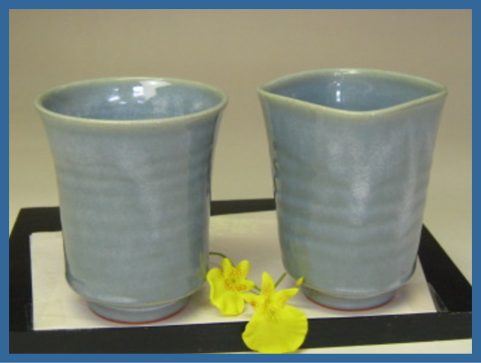萩焼(伝統的工芸品)ペアータンブラー青釉(端反or四方)