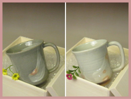 萩焼(伝統的工芸品)ビールジョッキ刷毛目(青or姫)端反・木箱入り