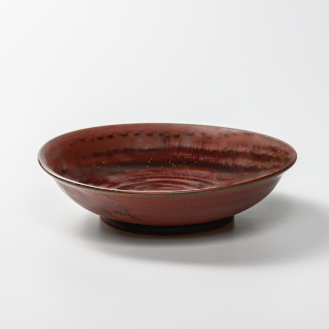 萩焼(伝統的工芸品)平鉢中鉄赤釉朝顔